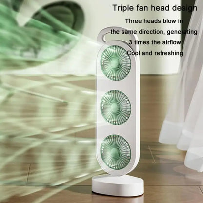 Triple Head USB Desktop Fan – 3-in-1 Portable Cooling Fan