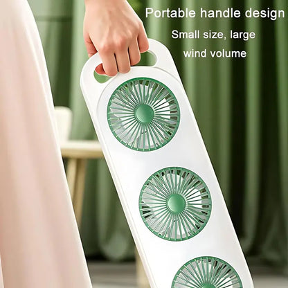 Triple Head USB Desktop Fan – 3-in-1 Portable Cooling Fan