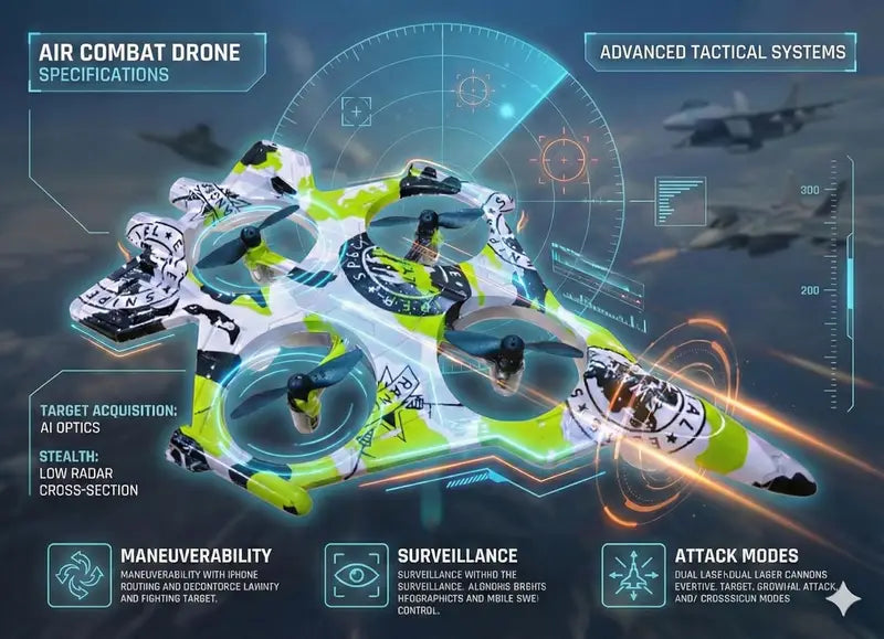 Stealth Fighter RC Drone 4-Propeller Quadcopter | Lightweight Remote Control Aircraft Toy Drone