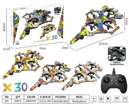 Stealth Fighter RC Drone 4-Propeller Quadcopter | Lightweight Remote Control Aircraft Toy Drone
