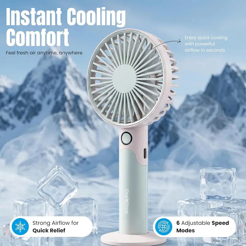 Portable Rechargeable Handheld Fan with 6 Speed Modes,