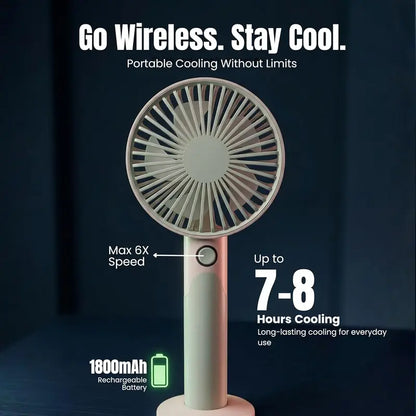 Portable Rechargeable Handheld Fan with 6 Speed Modes,