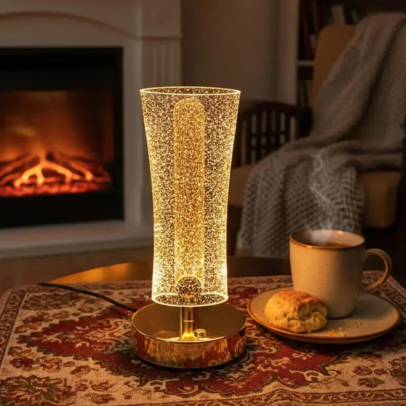 Modern Crystal LED Table Lamp with 3 Color Modes – USB Rechargeable Touch Control Bedside Lamp