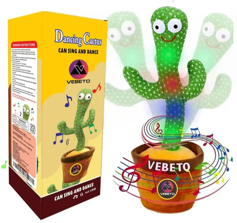 Dancing Cactus Toy with Music, LED Lights & Voice Repeat Function