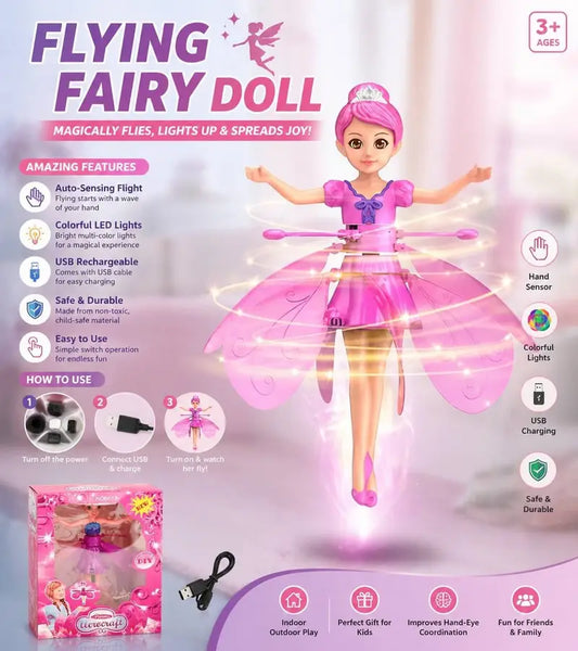 Flying Princess Doll Toy for Kids – USB Rechargeable