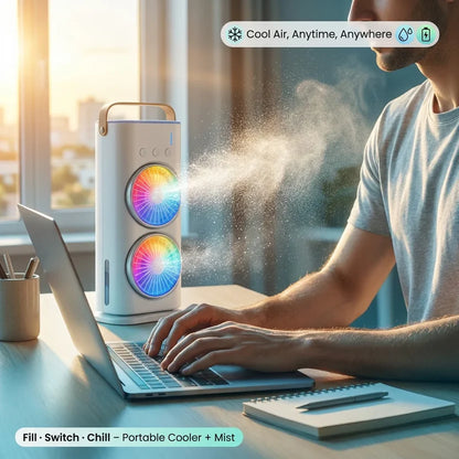Portable Mini Double-Ended Spray Fan with Mist Cooling,