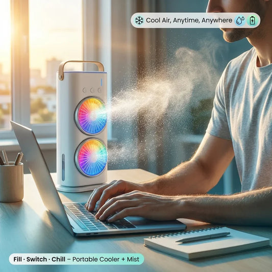 Portable Mini Double-Ended Spray Fan with Mist Cooling,